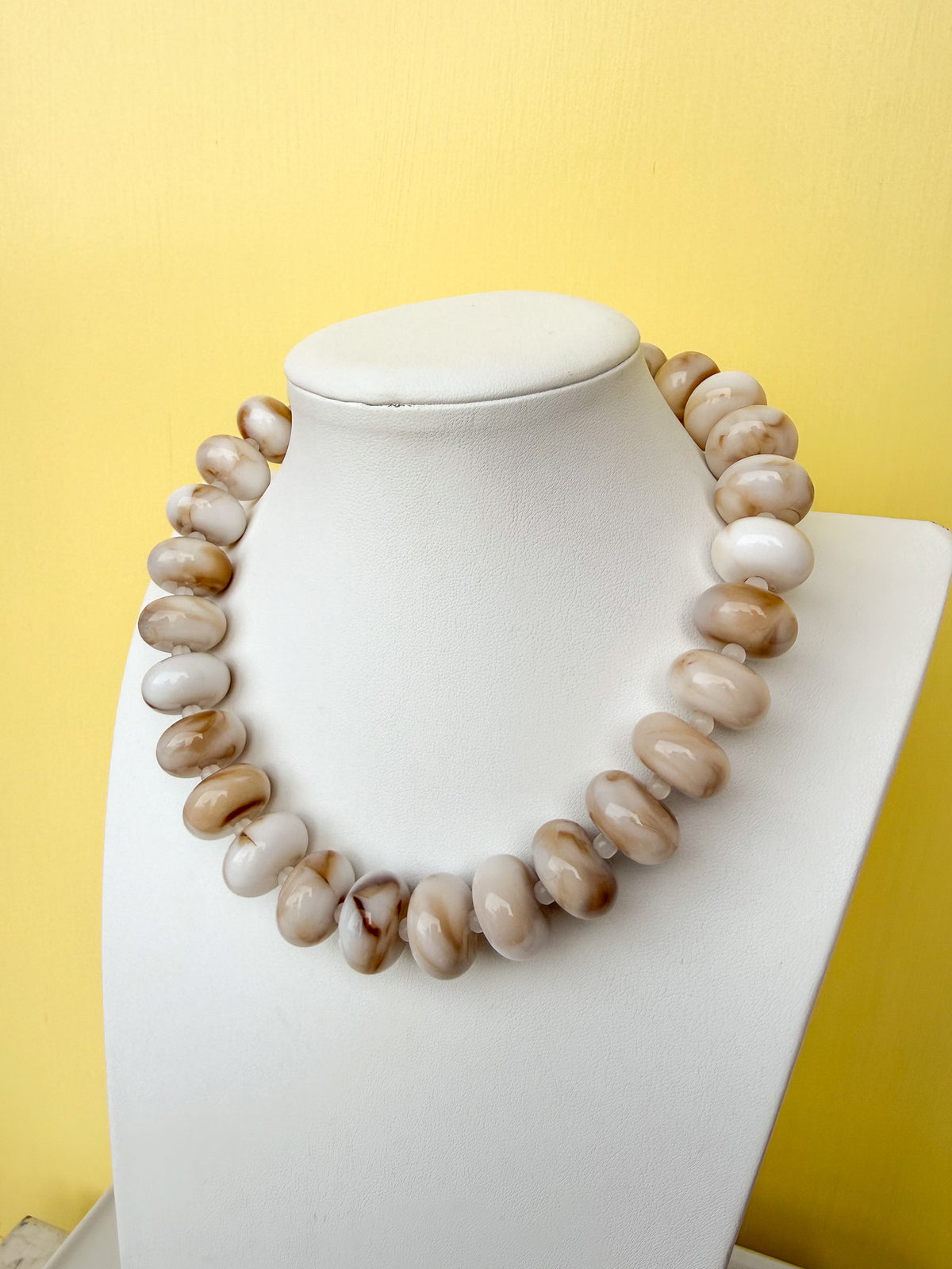 Chunky Marbled Rondelle Necklace - 25mm -N0010