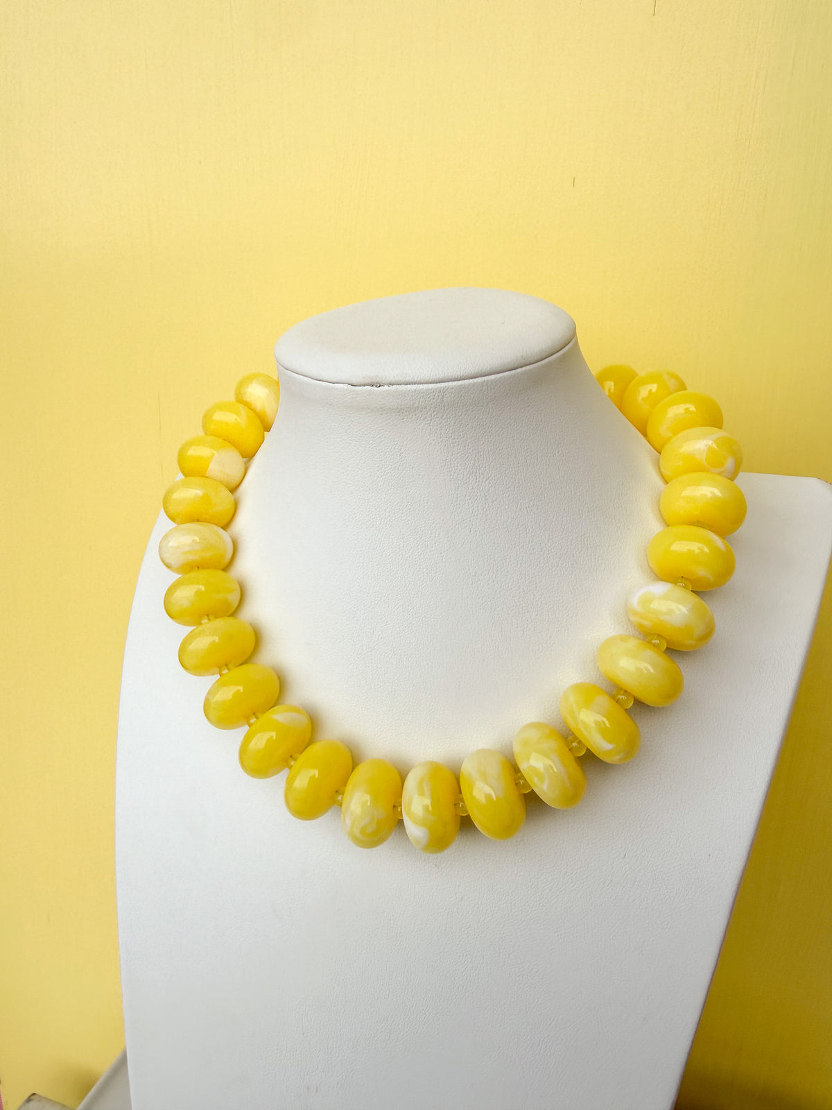 Chunky Marbled Rondelle Necklace - 25mm -N0010
