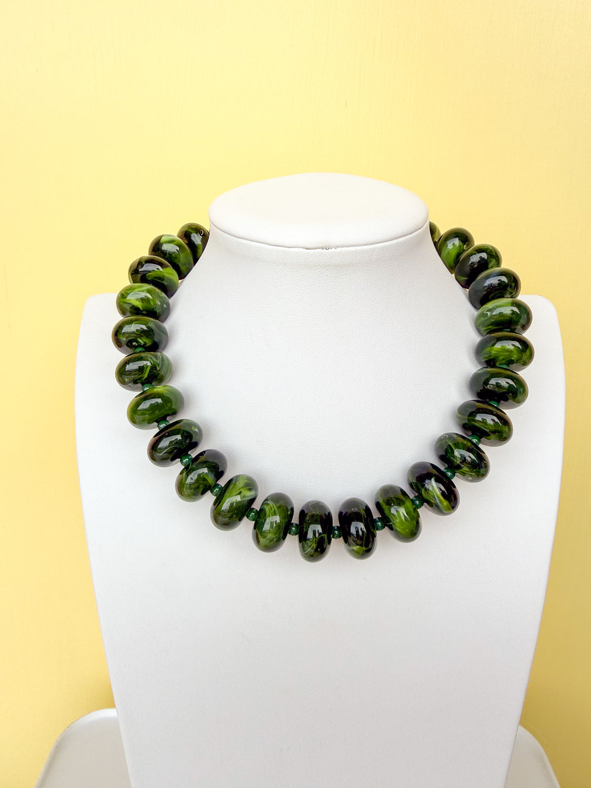 Chunky Marbled Rondelle Necklace - 25mm -N0010