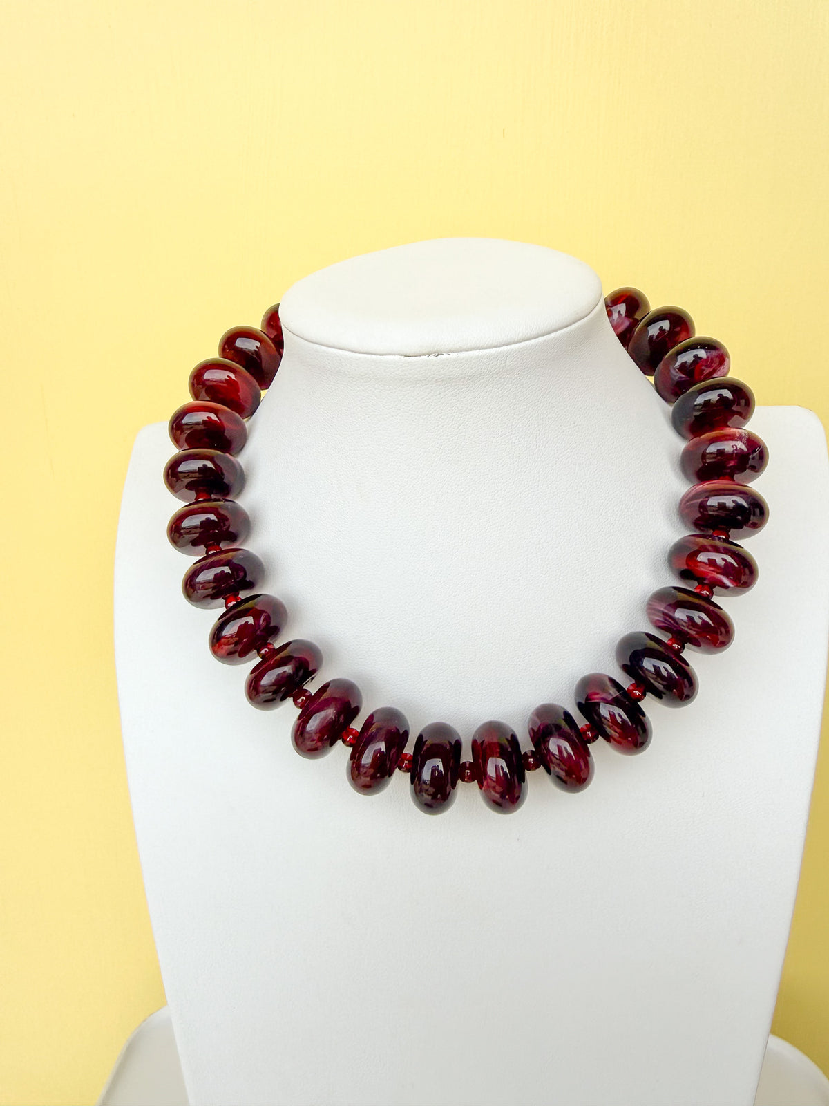 Chunky Marbled Rondelle Necklace - 25mm -N0010