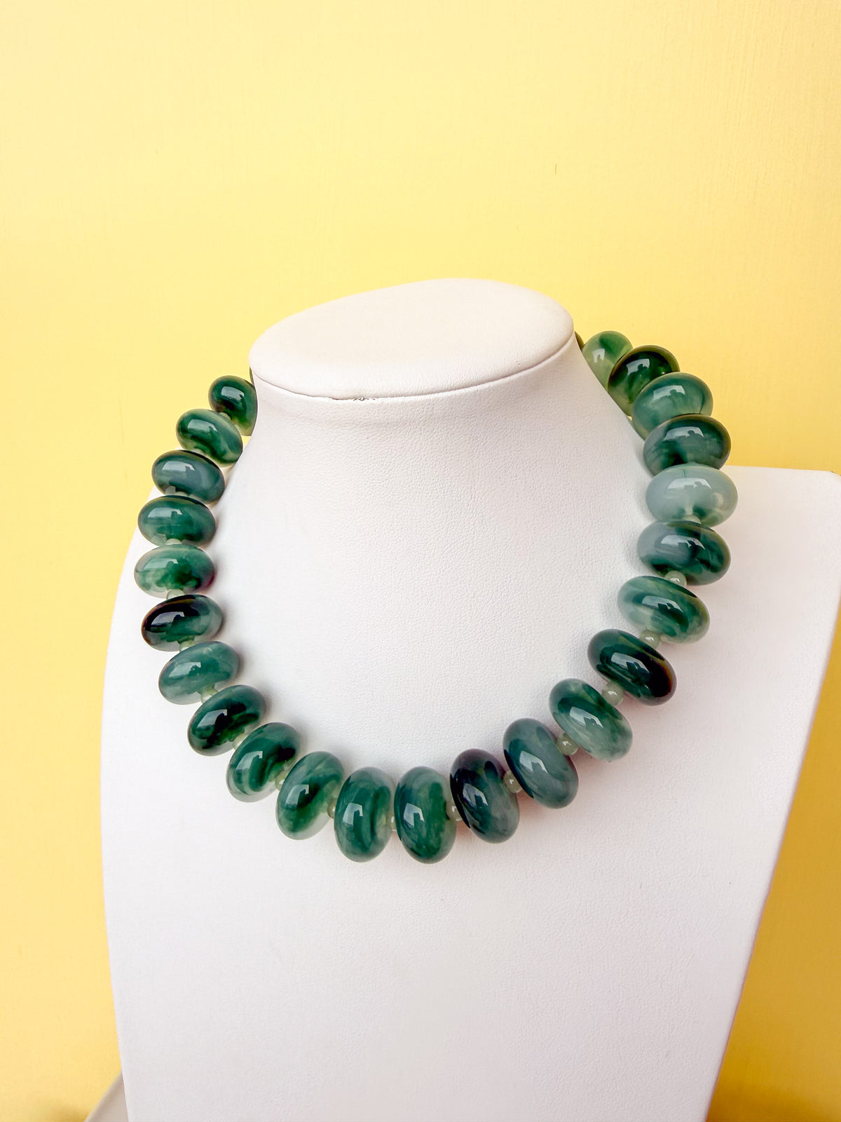 Chunky Marbled Rondelle Necklace - 25mm -N0010
