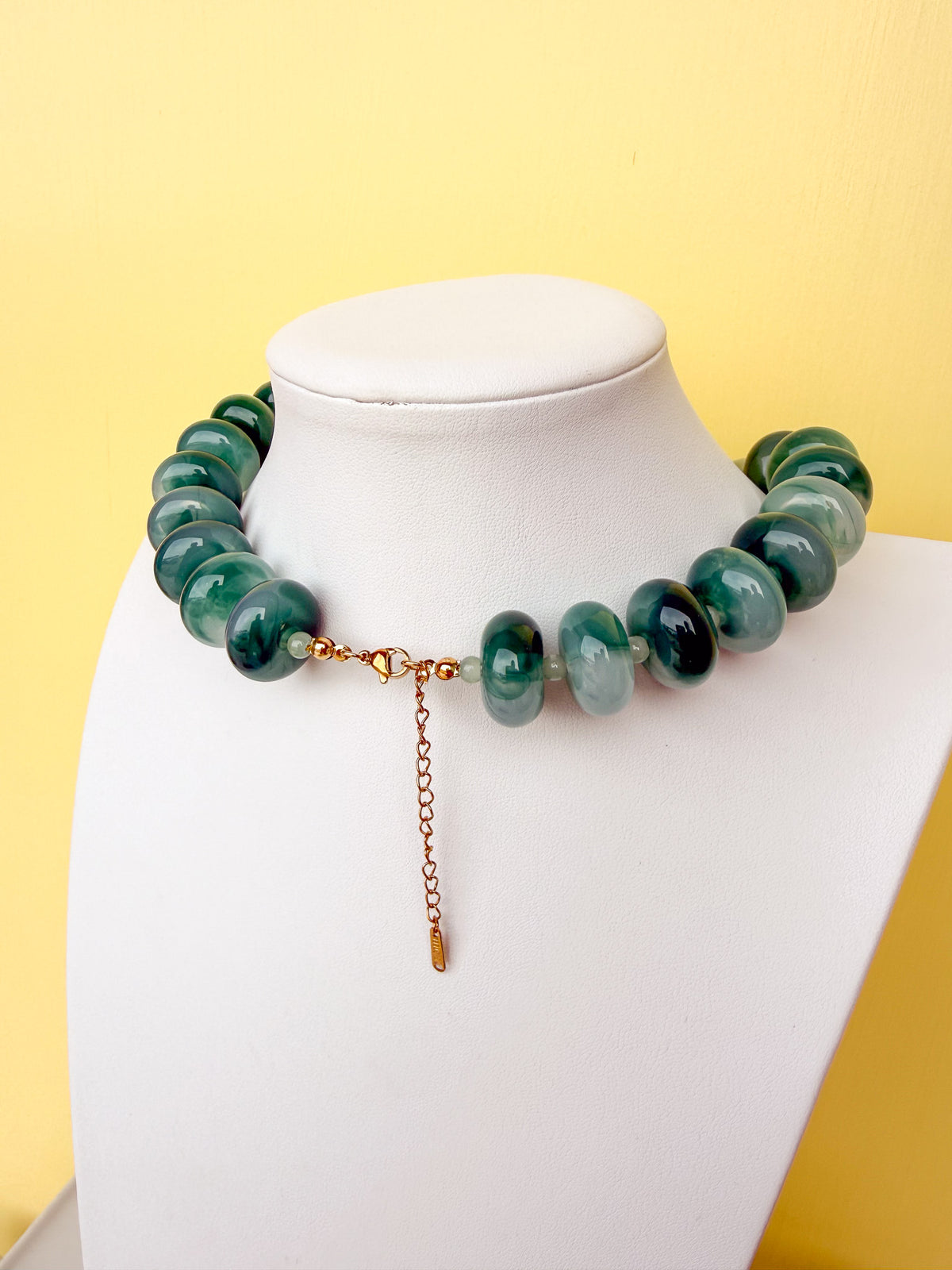 Chunky Marbled Rondelle Necklace - 25mm -N0010