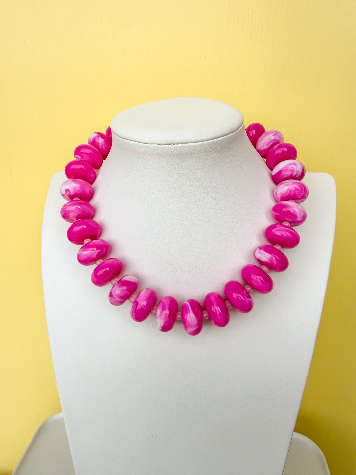 Chunky Marbled Rondelle Necklace - 25mm -N0010