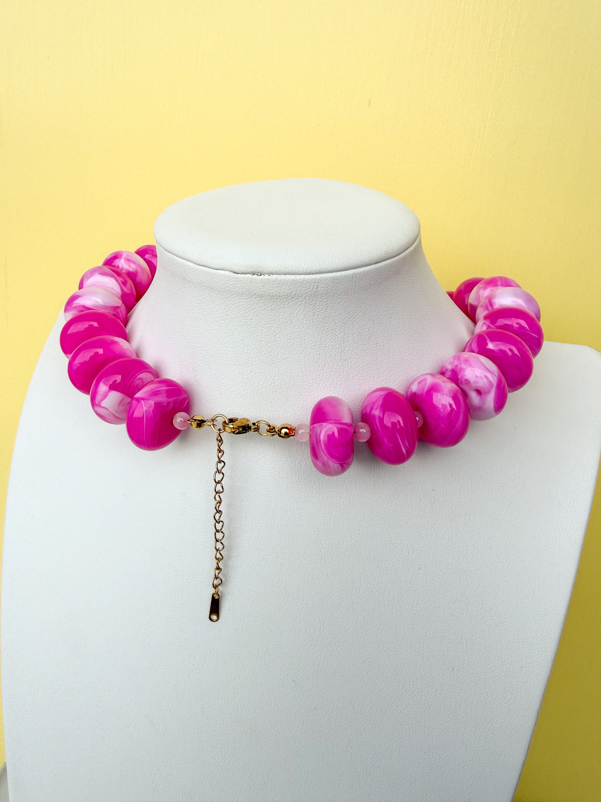 Chunky Marbled Rondelle Necklace - 25mm -N0010