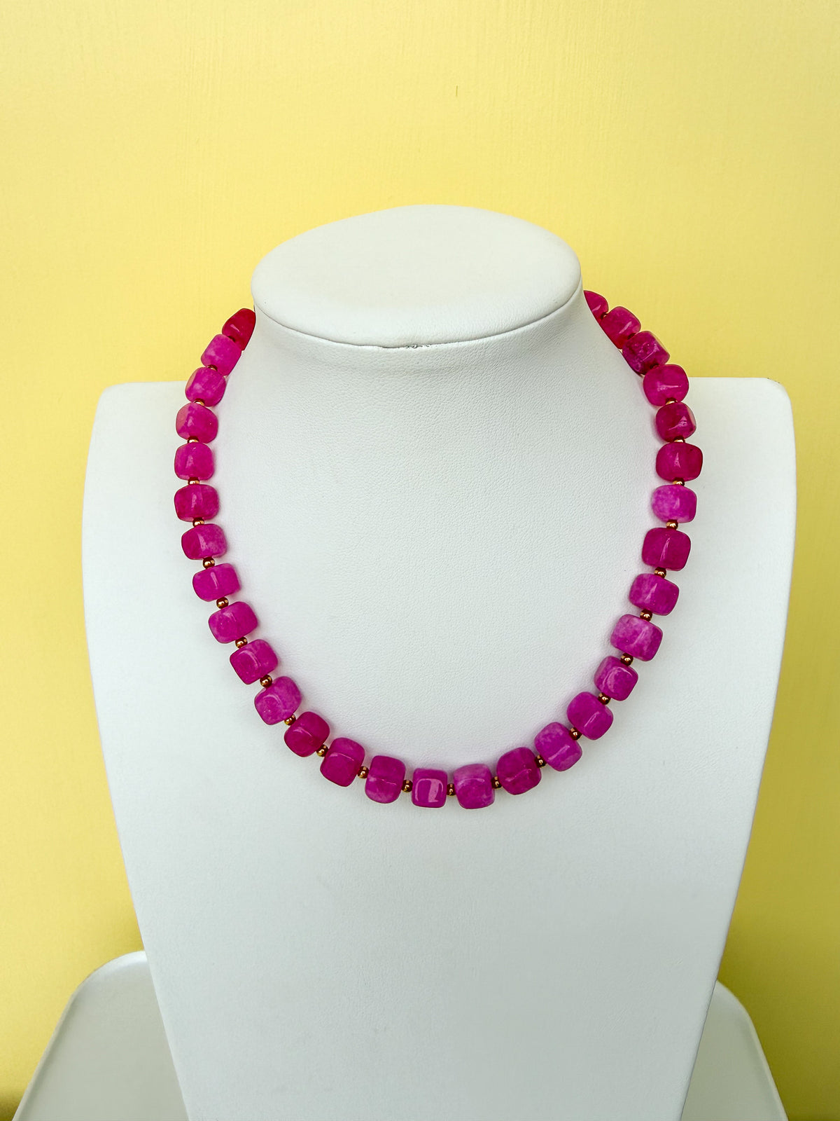 Faceted Square Glass Bead Necklace - 10mm - N0007