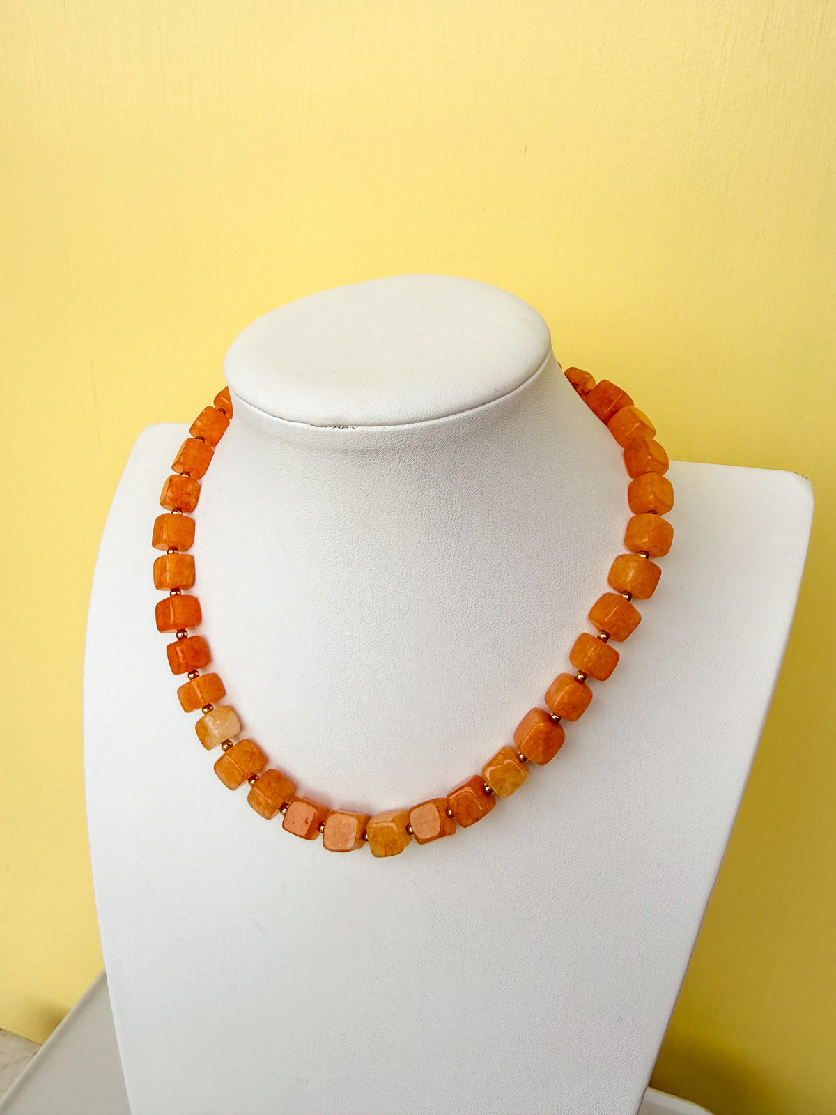 Faceted Square Glass Bead Necklace - 10mm - N0007