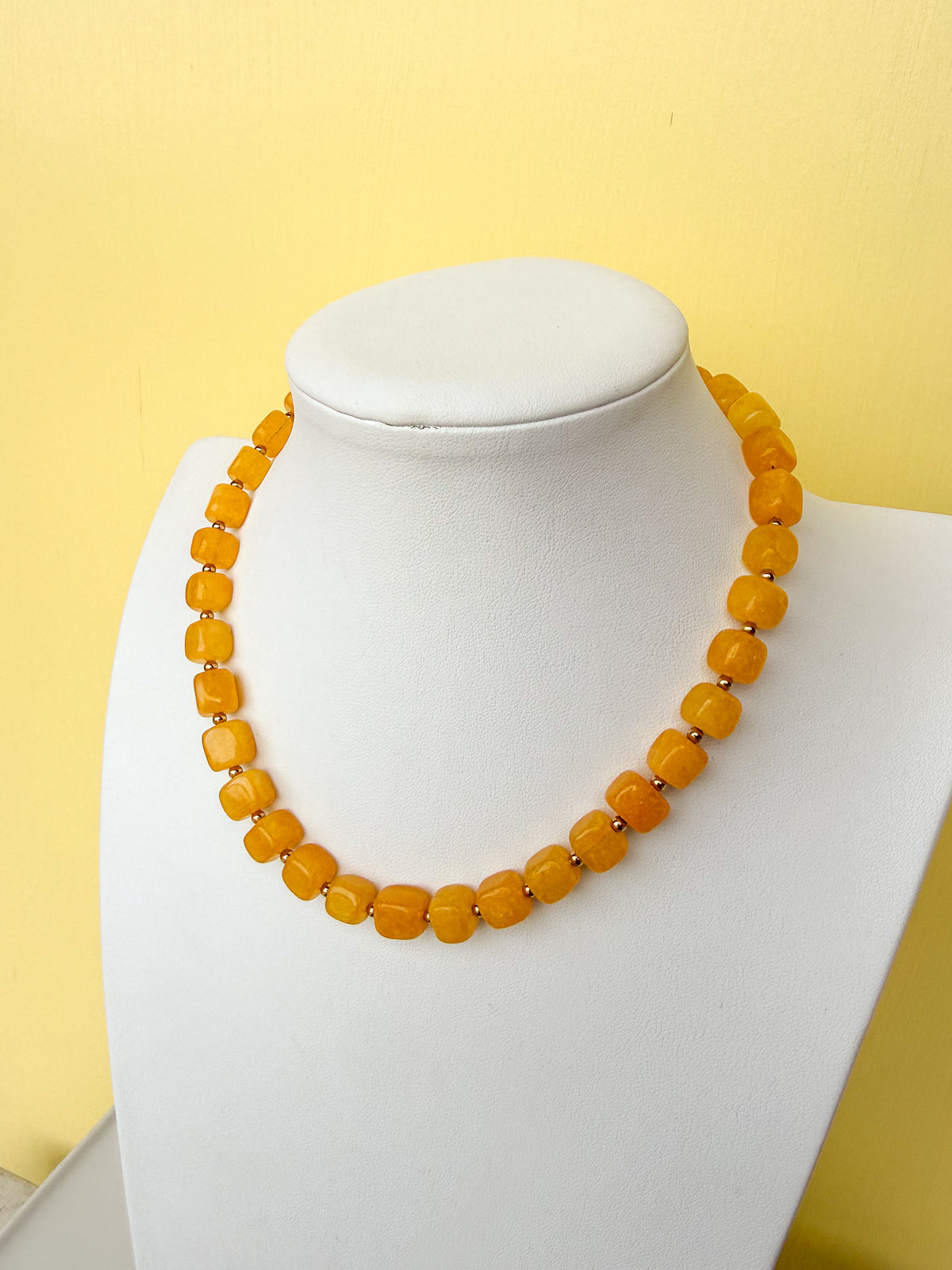 Faceted Square Glass Bead Necklace - 10mm - N0007