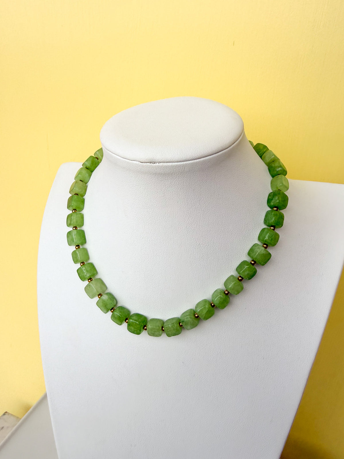 Faceted Square Glass Bead Necklace - 10mm - N0007