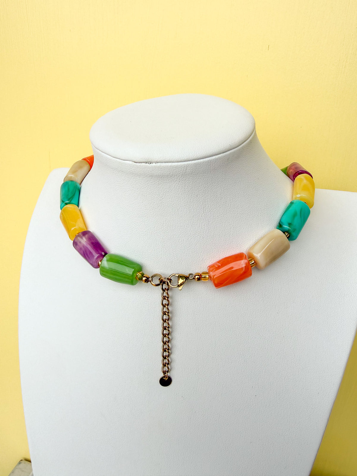Marbled Cylinder Bead Necklace - 20mm - N0011