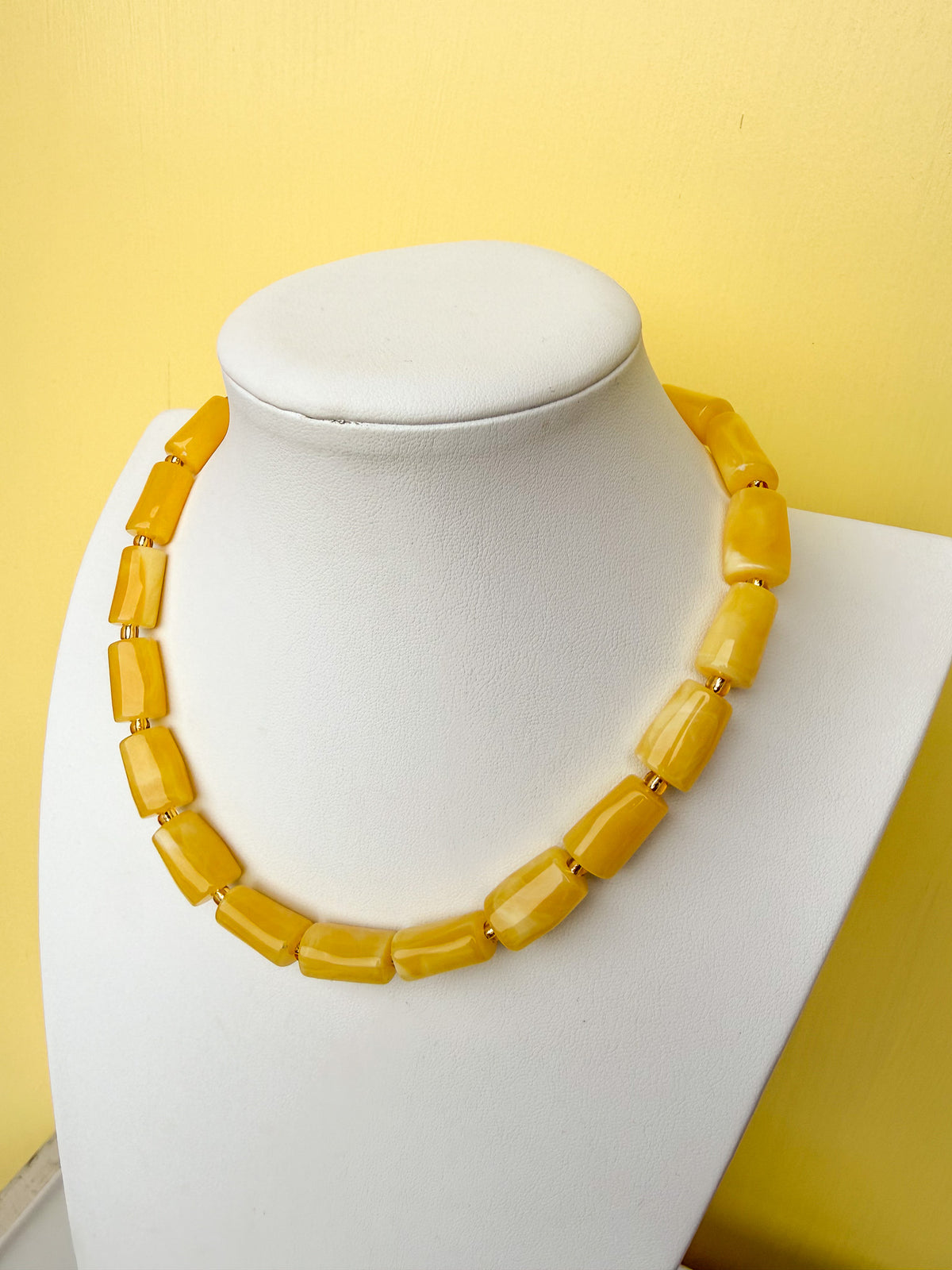 Marbled Cylinder Bead Necklace - 20mm - N0011