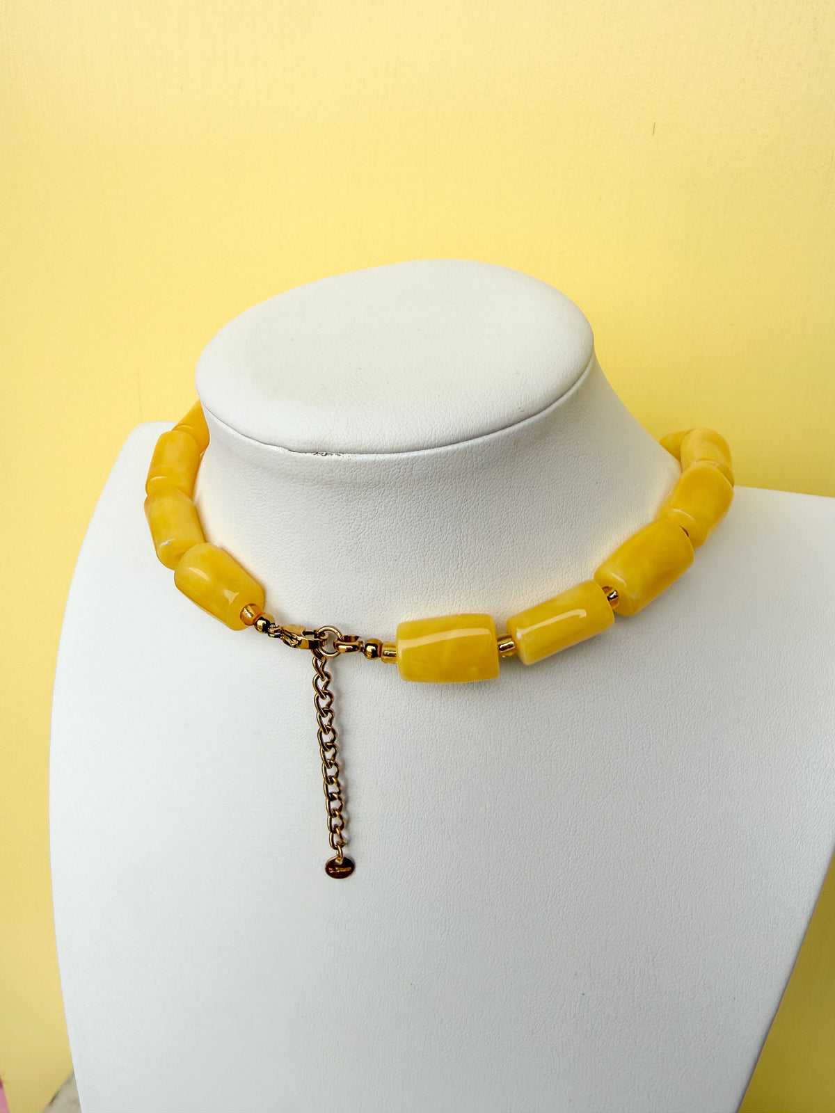 Marbled Cylinder Bead Necklace - 20mm - N0011