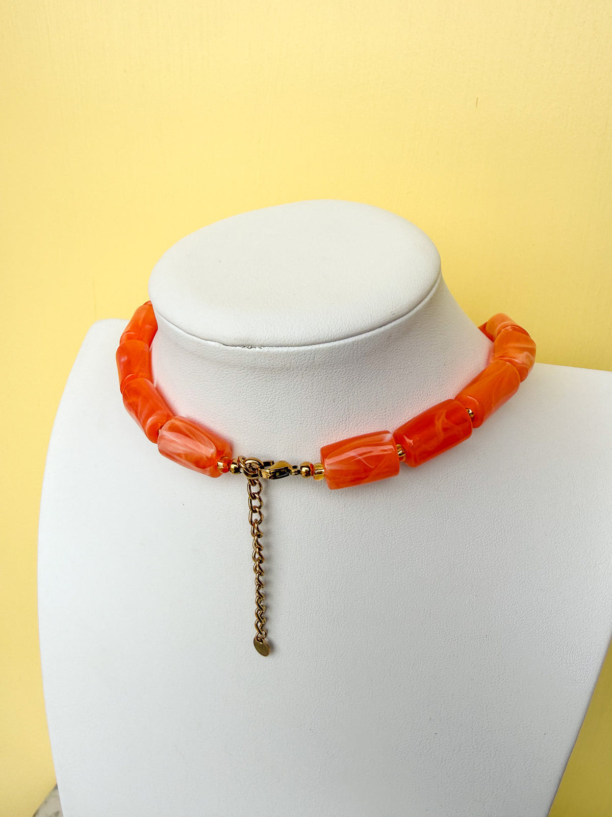 Marbled Cylinder Bead Necklace - 20mm - N0011