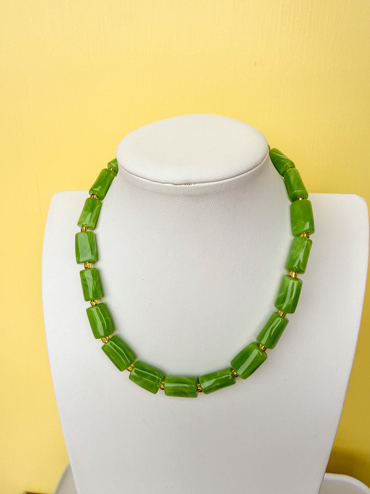 Marbled Cylinder Bead Necklace - 20mm - N0011