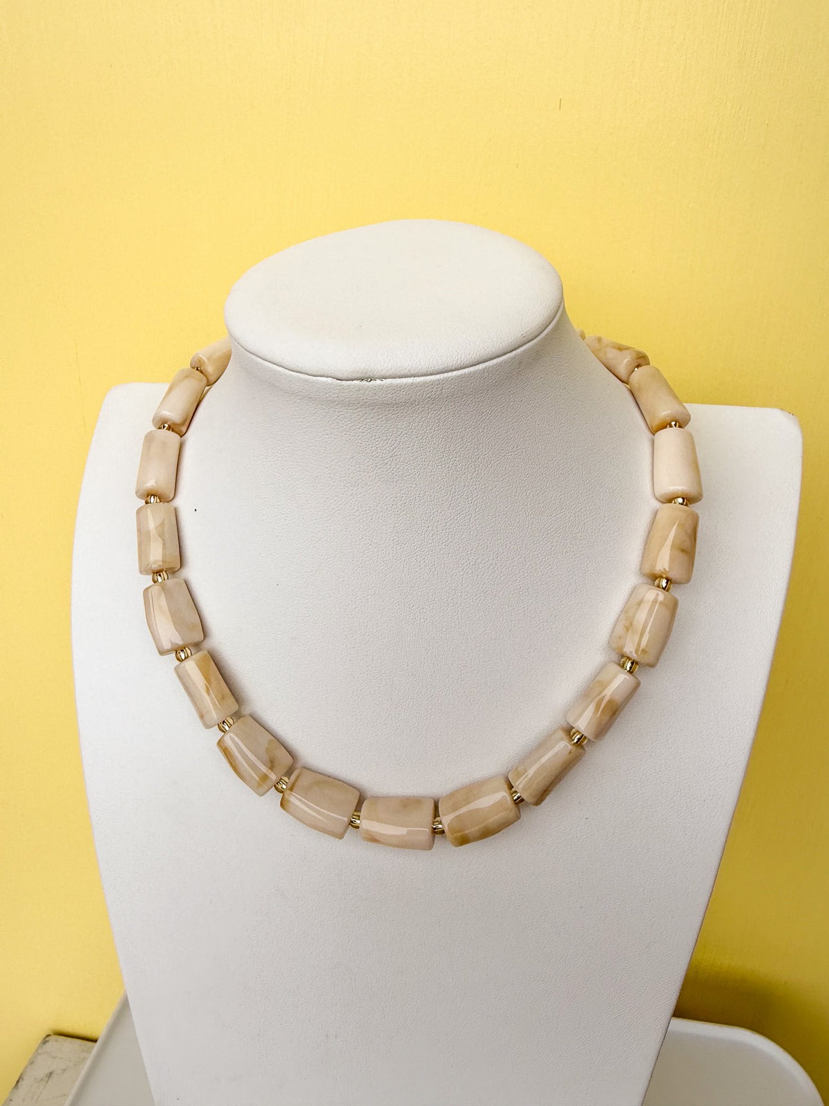 Marbled Cylinder Bead Necklace - 20mm - N0011