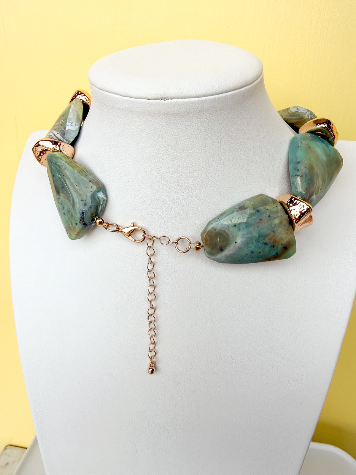Marbled Stone Statement Necklace - 40mm - N0004