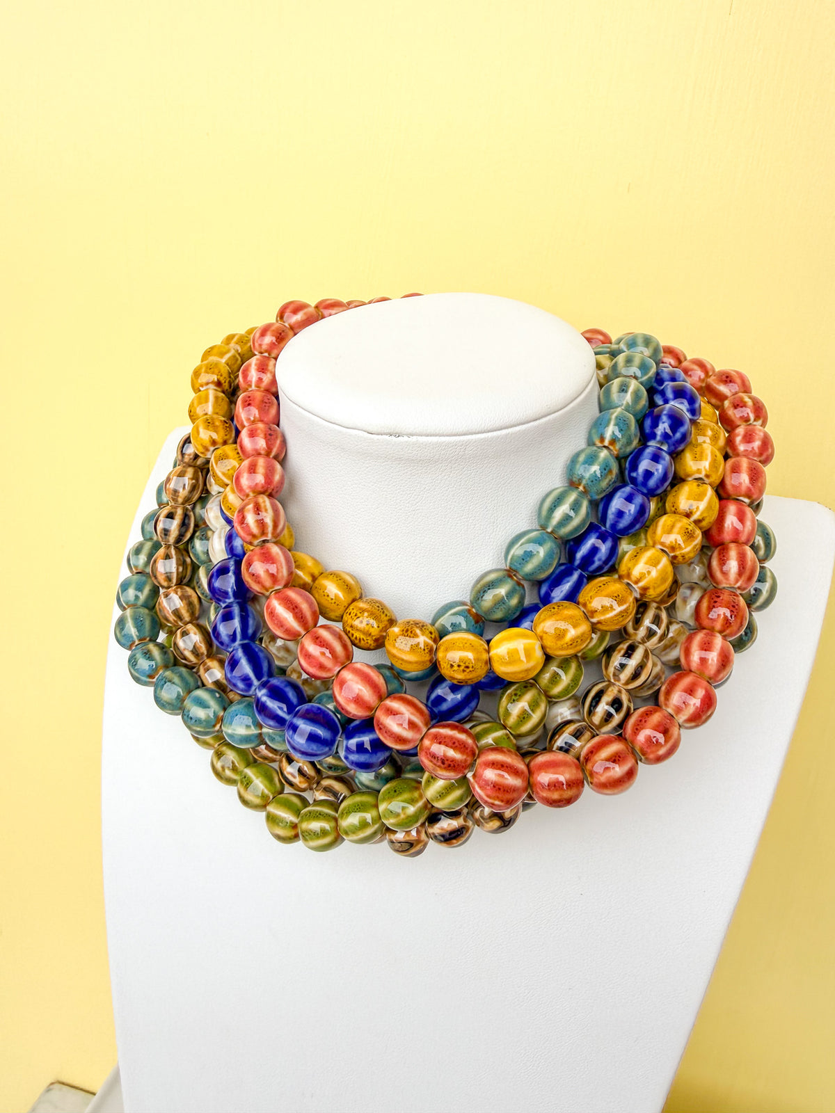 Glazed Ceramic Bead Necklace - 15mm - N0005