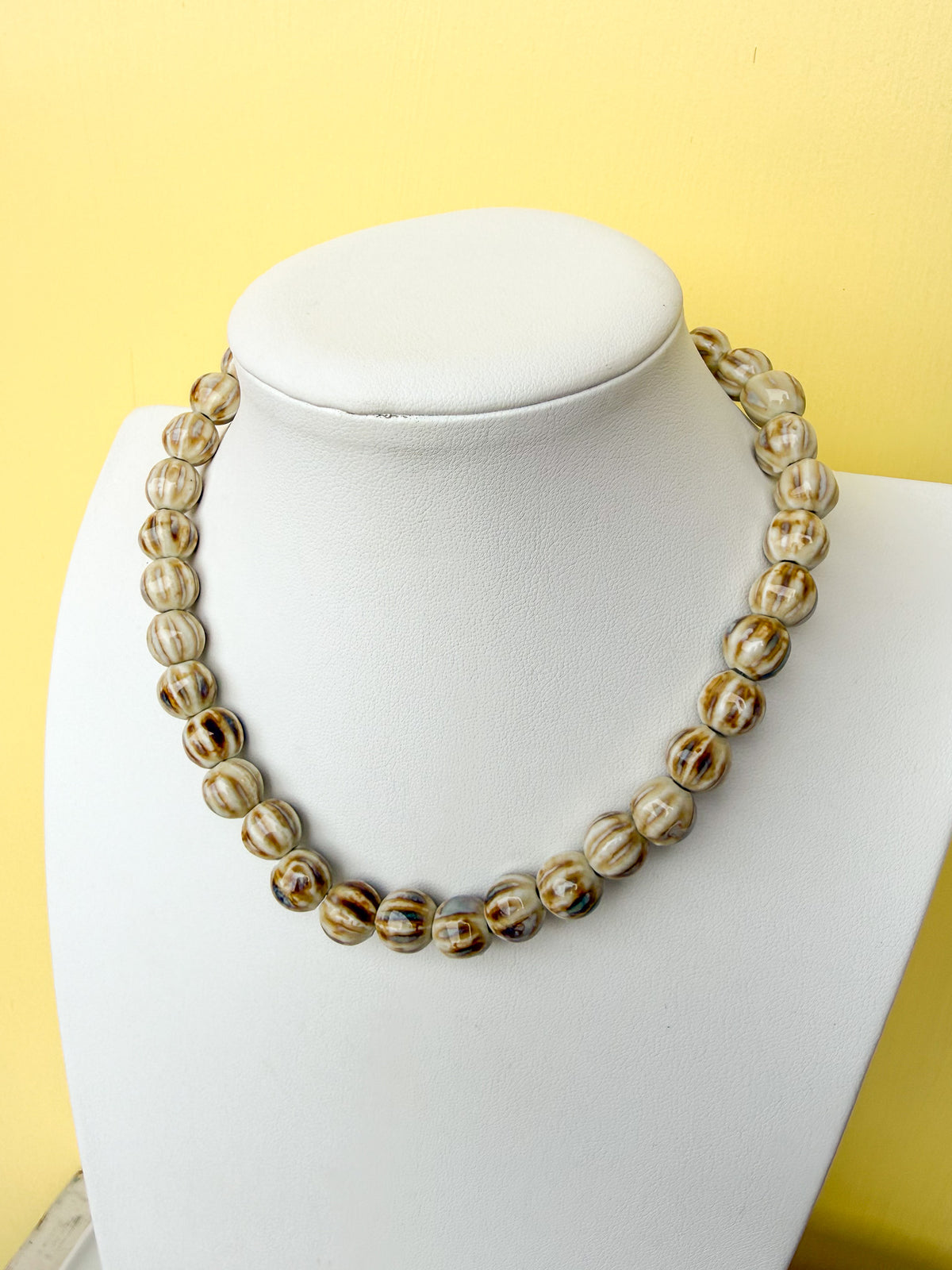 Glazed Ceramic Bead Necklace - 15mm - N0005