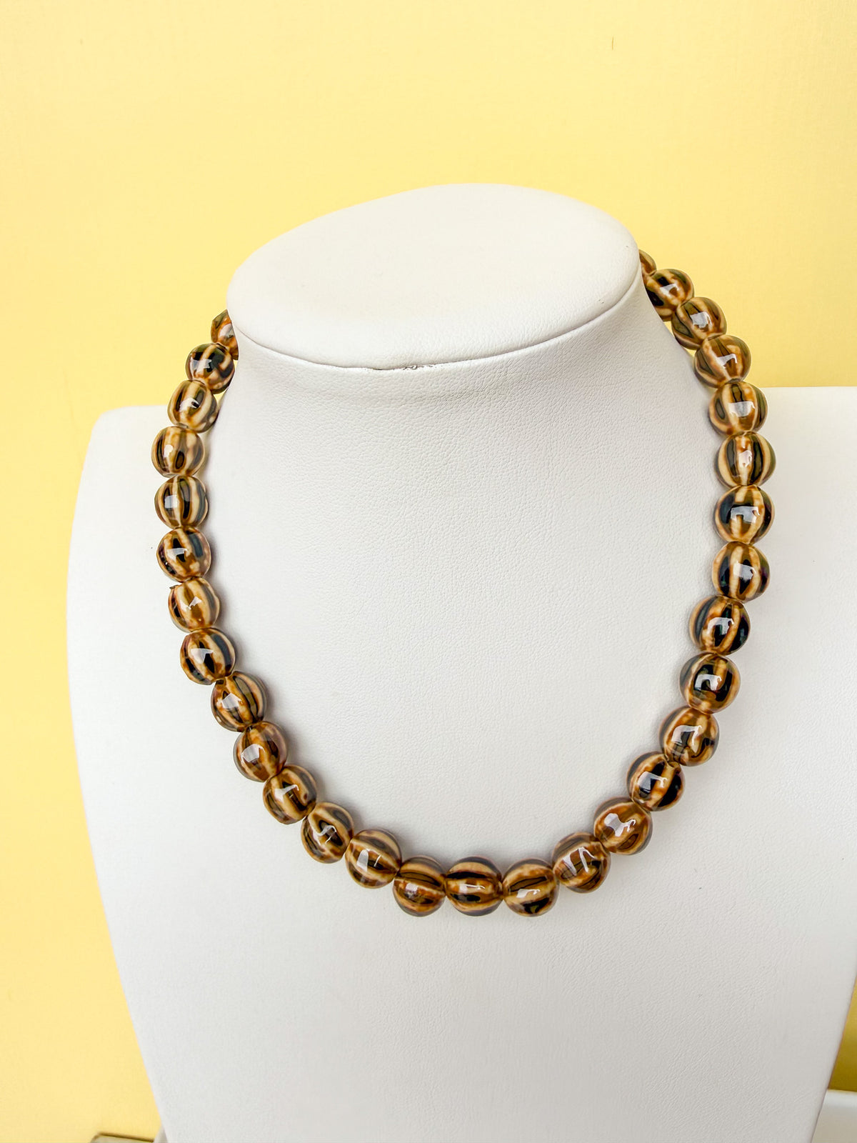 Glazed Ceramic Bead Necklace - 15mm - N0005