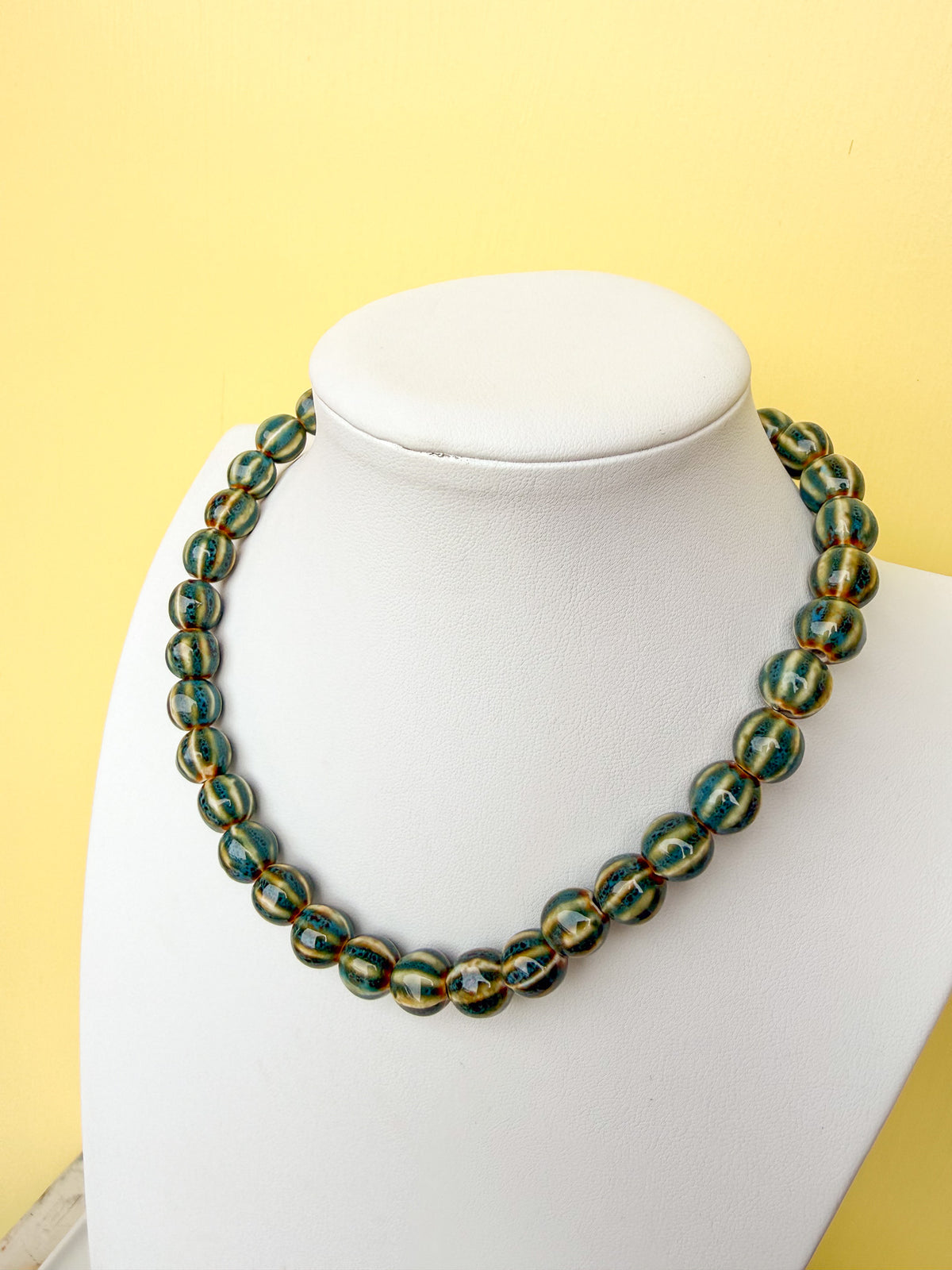 Glazed Ceramic Bead Necklace - 15mm - N0005