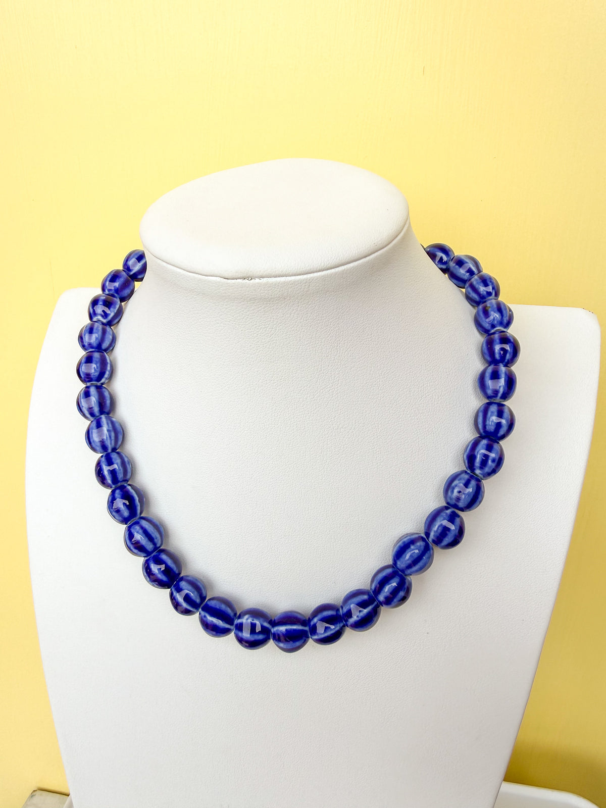Glazed Ceramic Bead Necklace - 15mm - N0005