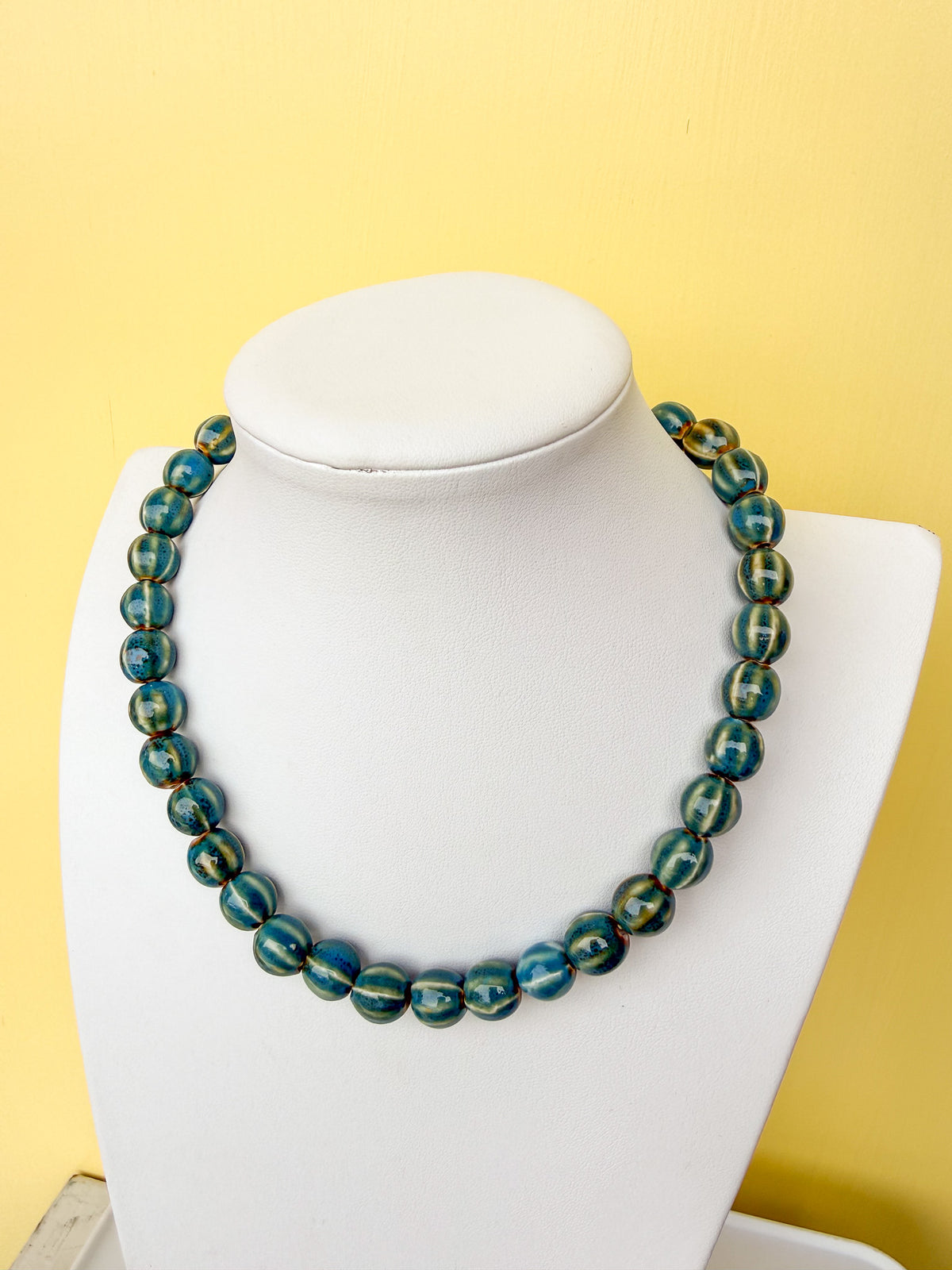 Glazed Ceramic Bead Necklace - 15mm - N0005