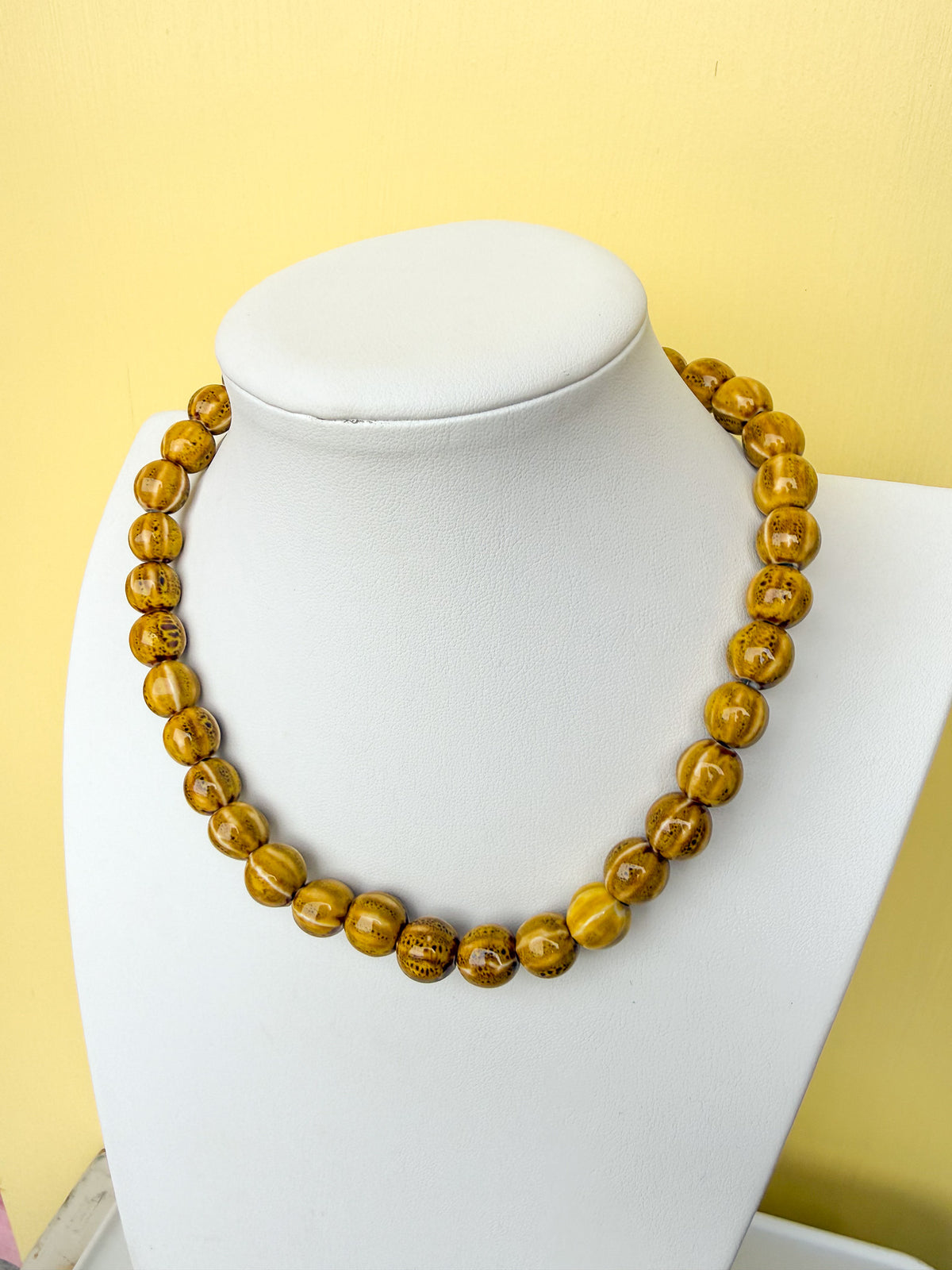 Glazed Ceramic Bead Necklace - 15mm - N0005