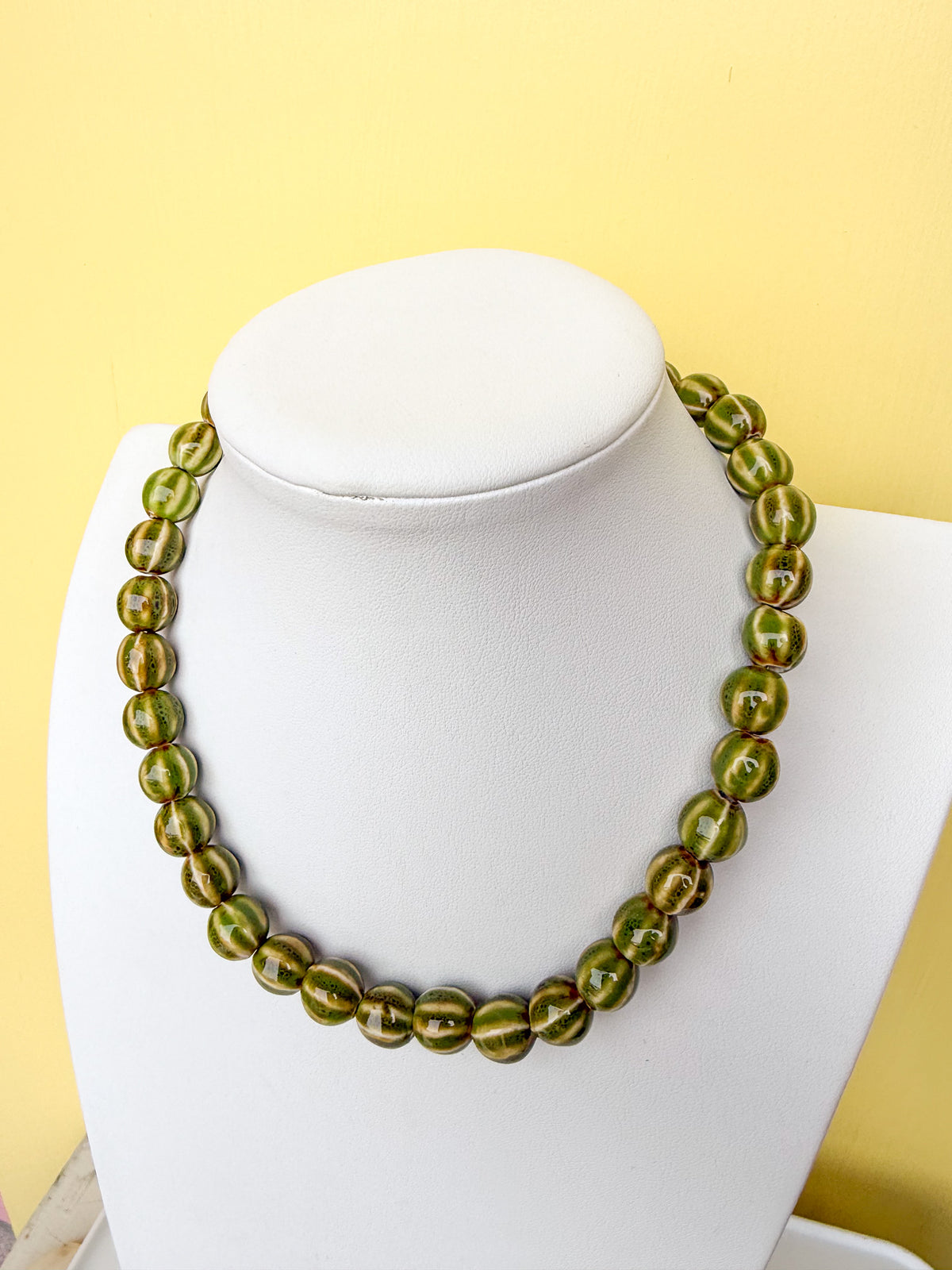 Glazed Ceramic Bead Necklace - 15mm - N0005