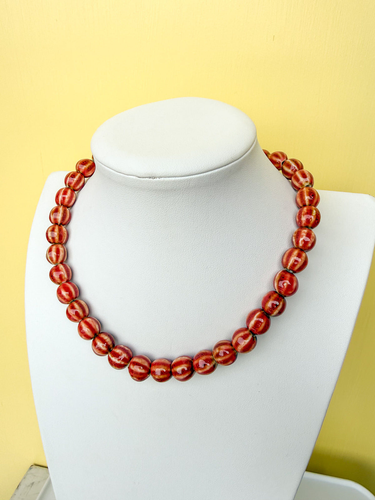 Glazed Ceramic Bead Necklace - 15mm - N0005