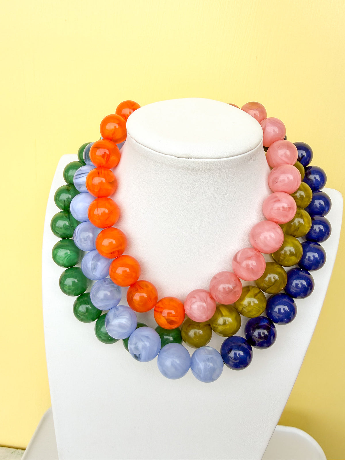 Colorblock Round Bead Necklace - 20mm - N0006