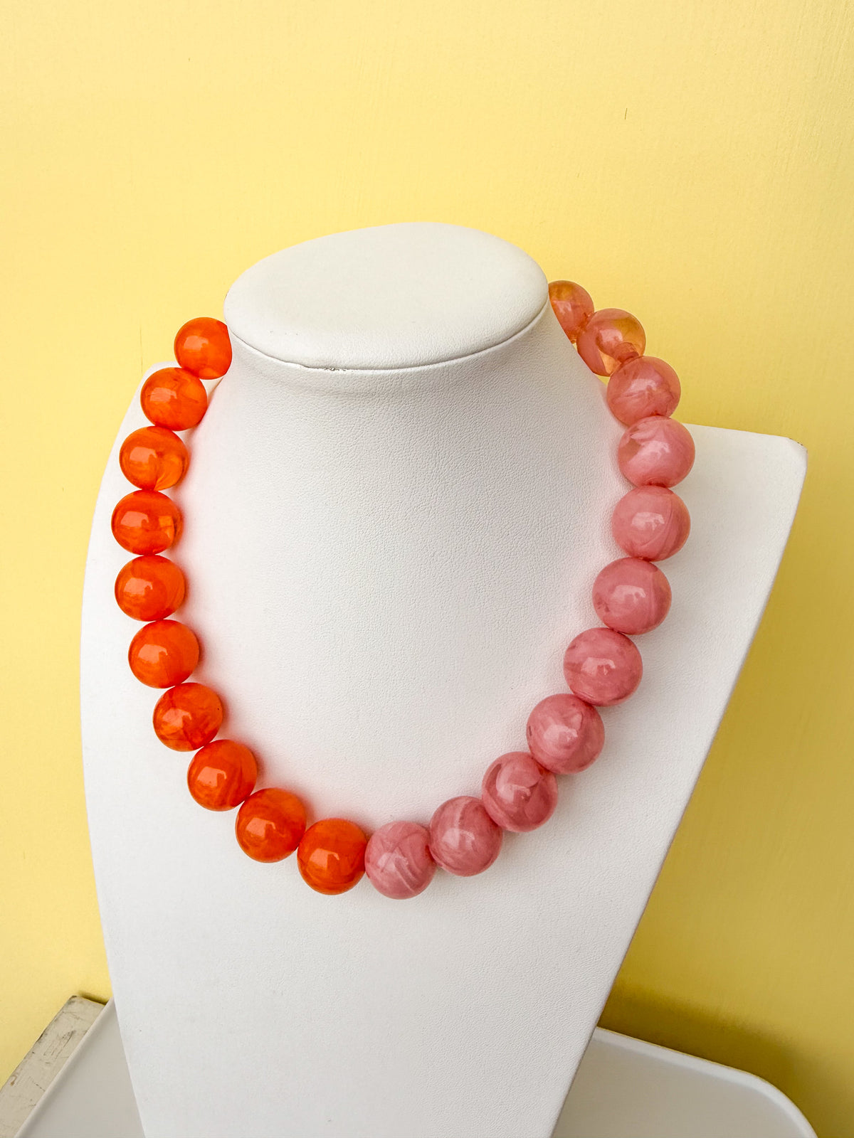 Colorblock Round Bead Necklace - 20mm - N0006