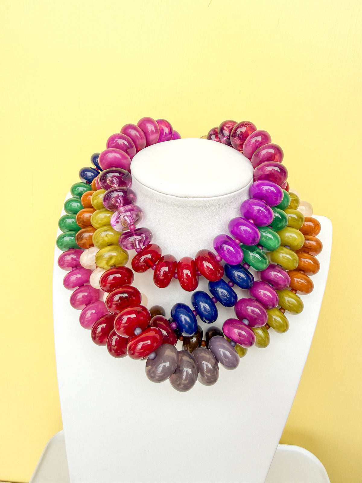 Multicolor Chunky Rondelle Bead Necklace - 10mm - N0008