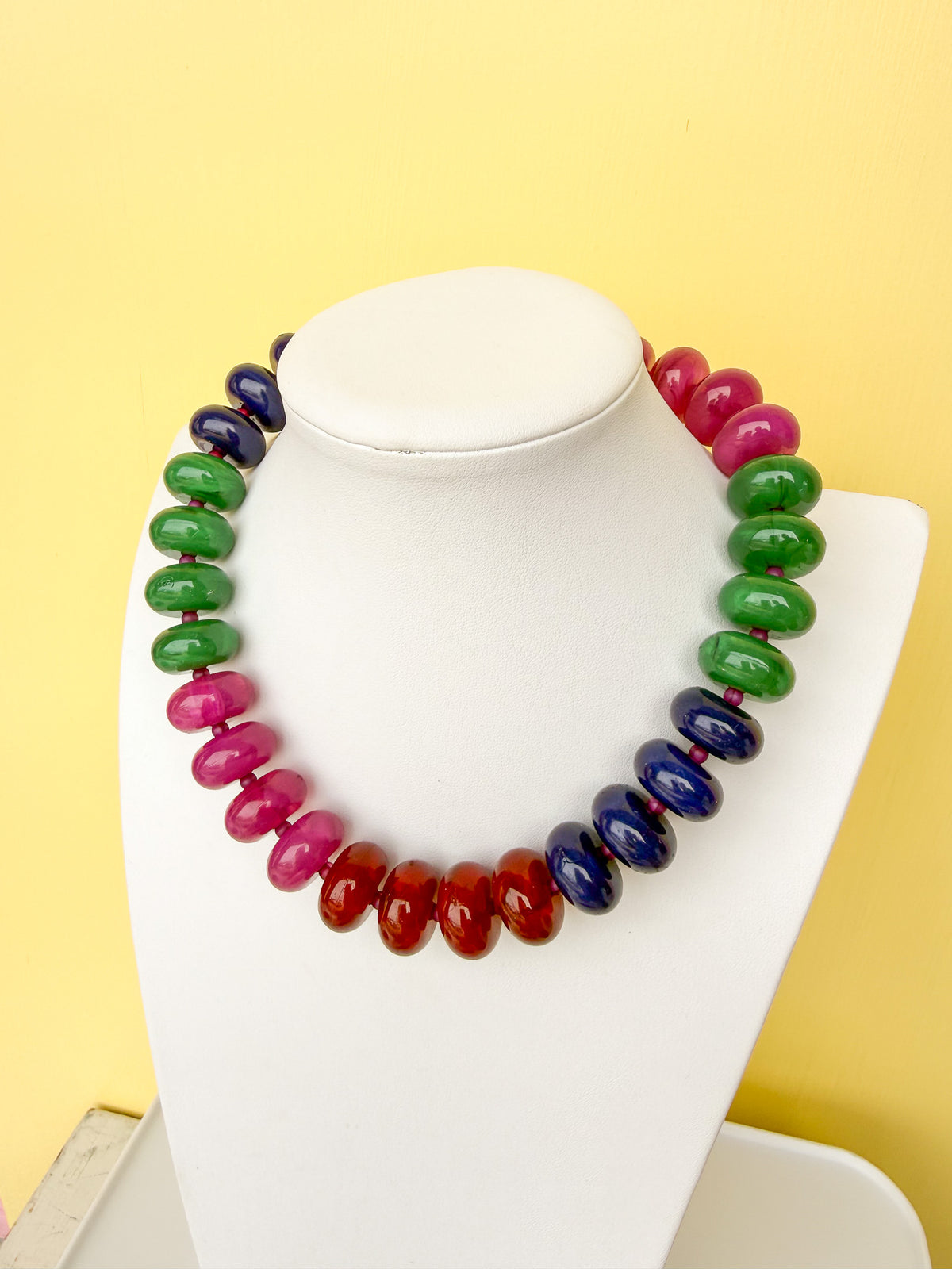 Multicolor Chunky Rondelle Bead Necklace - 10mm - N0008