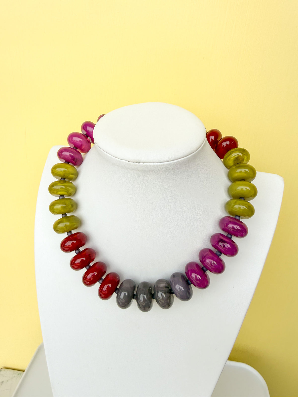Multicolor Chunky Rondelle Bead Necklace - 10mm - N0008