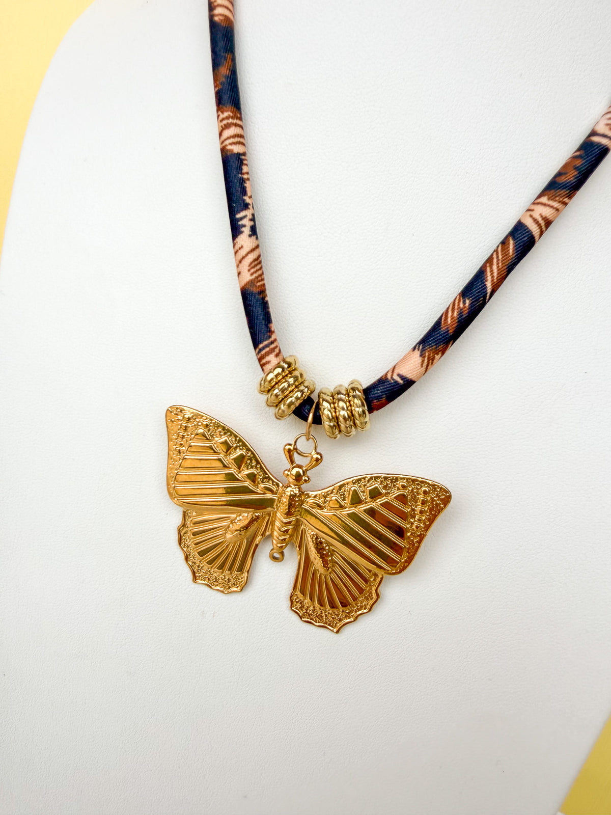 Corded Butterfly Necklace - Leopard - N0018