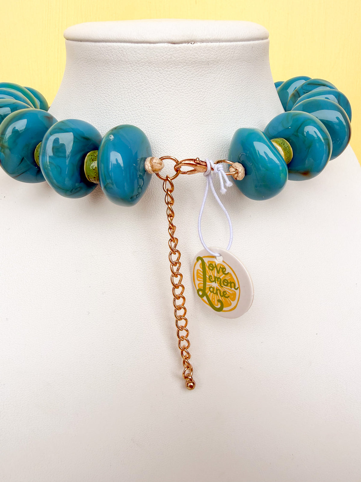 XL Rondelle Bead Necklace - Turquoise & Green - 30mm - N0015