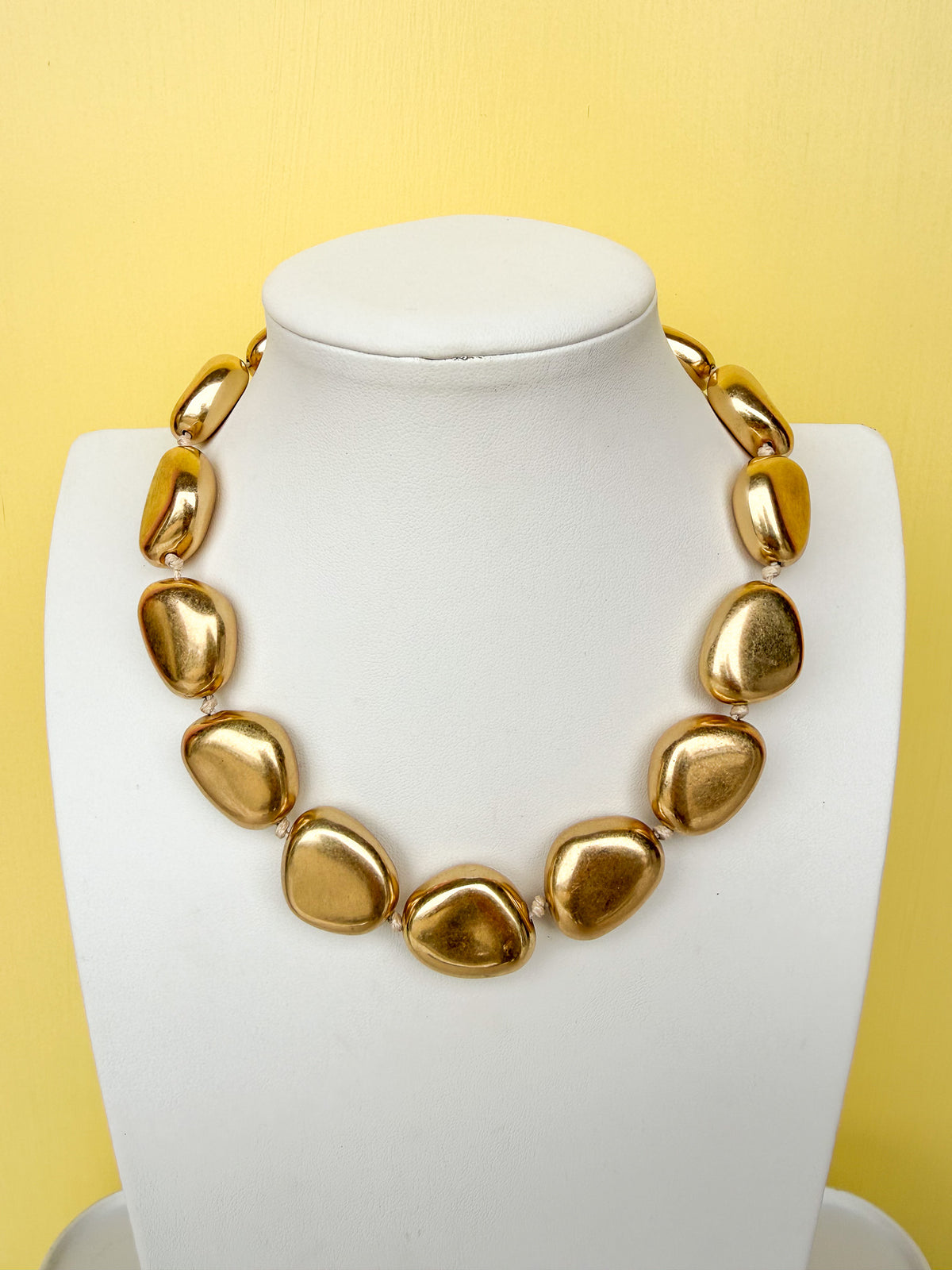 Polished Pebble Necklace - Gold - 30mm - N0016