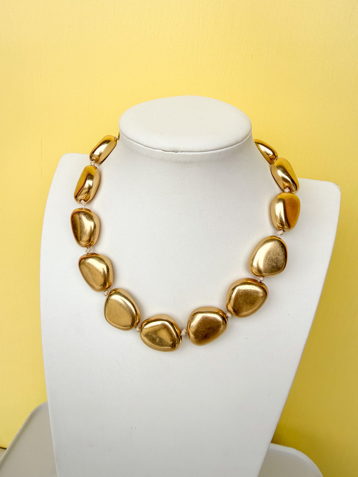 Polished Pebble Necklace - Gold - 30mm - N0016