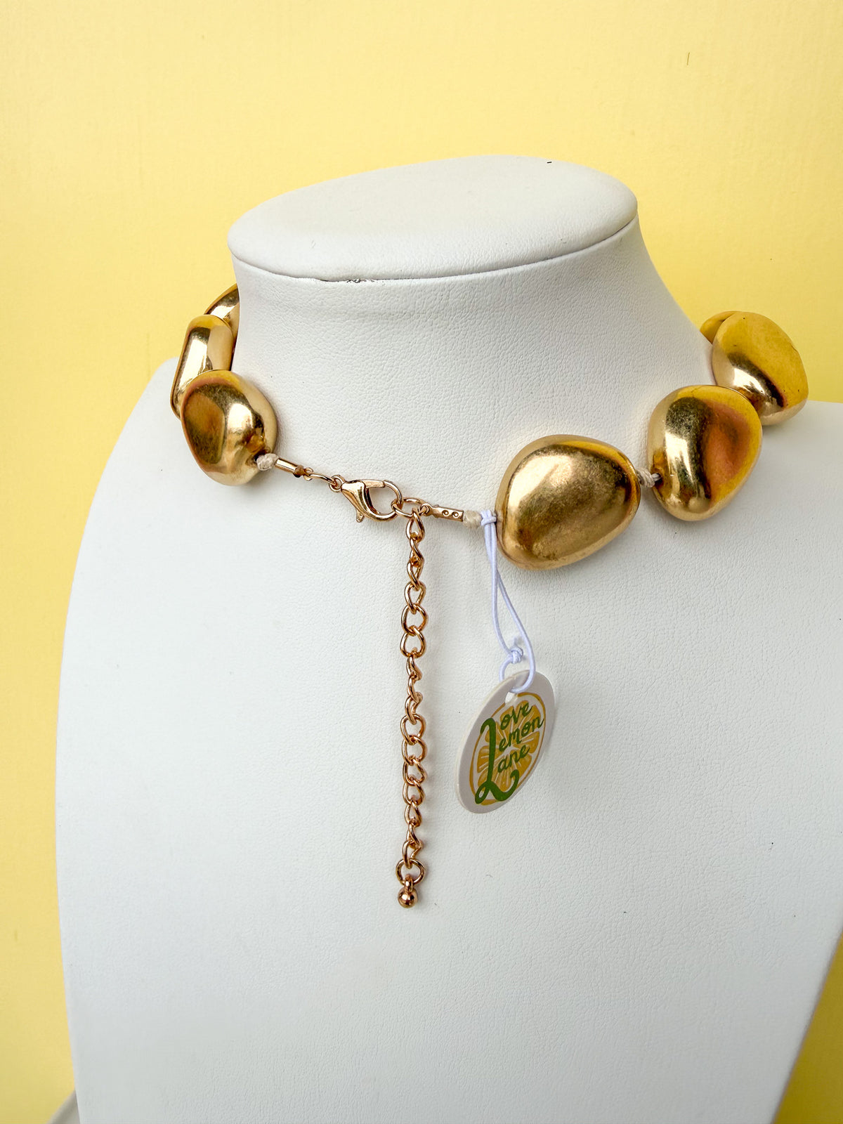 Polished Pebble Necklace - Gold - 30mm - N0016