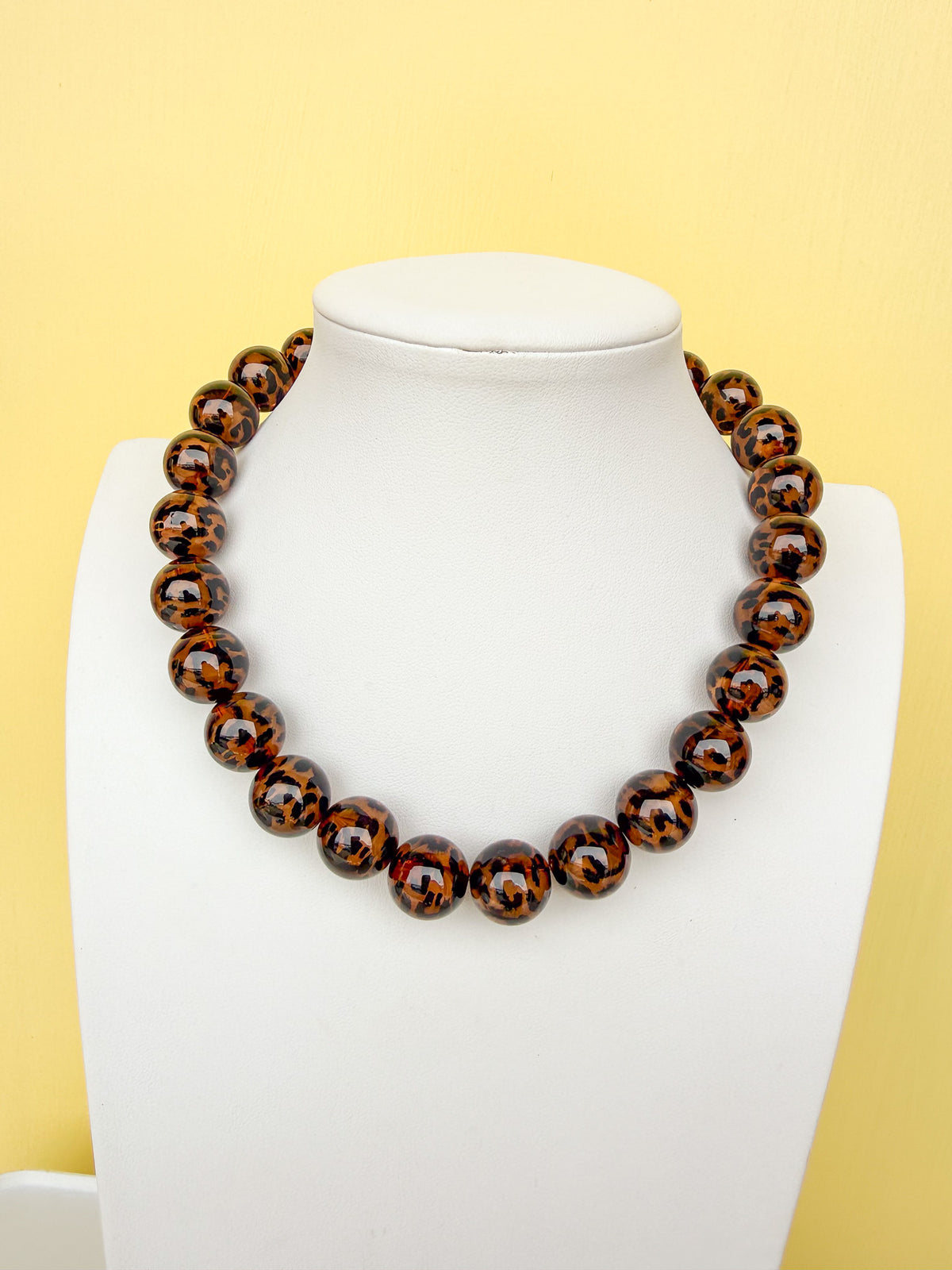 Chunky Leopard Acrylic Bead Necklace - 20mm - N0024