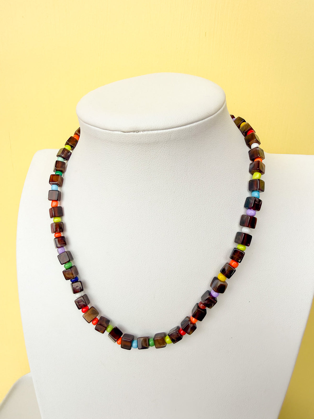Small Square Acrylic Bead Necklace - 5mm - N0028