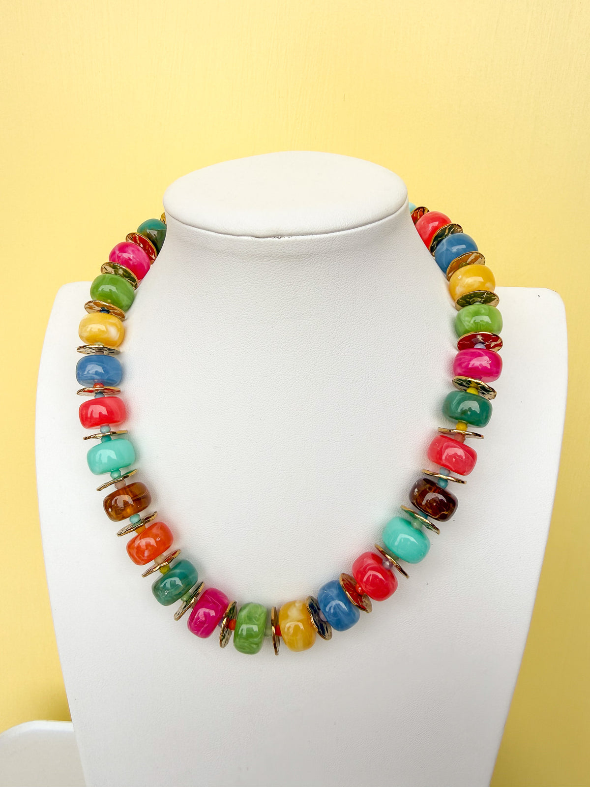 Medium Rondelle Glass Bead Necklace - 14mm - N0029