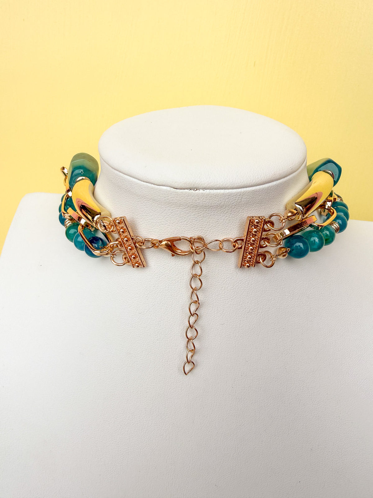 Gold & Beaded Triple Strand Statement Necklace - N0013